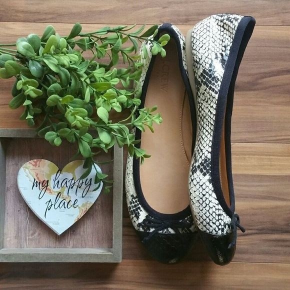 J.Crew Factory Coco Snake Print Flats Size 7.5 - Picture 1 of 8